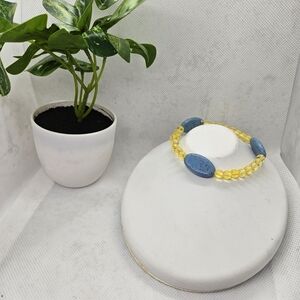 Elegant Blue and Yellow Beaded Bracelet